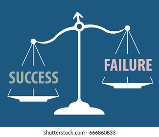 scales measuring words success and failure - success prevails concept