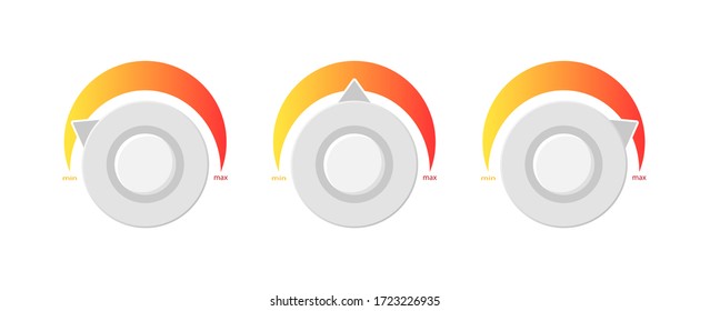 Scales meter. Flat speedometer. Power levels. Vector icon gauge.