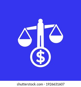 Icono de escalas y vectores de dinero
