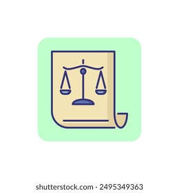 Scales on paper line icon. Justice, law, legal document. Justice concept. Vector illustration can be used for topics like legal system, legislation, business