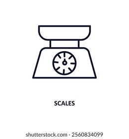 scales outline icon.  Thin line icon from gastronomy collection. Editable vector isolated on white background