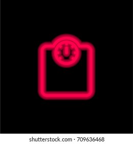 Scales red glowing neon ui ux icon. Glowing sign logo vector