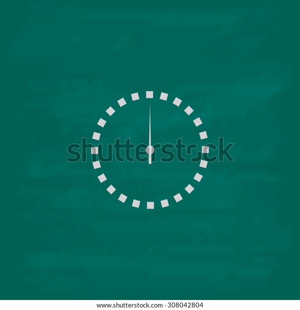 Scales screen circle. Icon. Imitation\
draw with white chalk on green chalkboard. Flat Pictogram and\
School board background. Vector illustration\
symbol