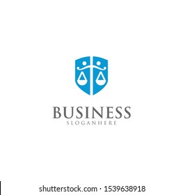 Scales Shield Law firm Logo design vector template. Security Guard Justice Logo Design Icon