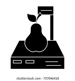 scales shop - pear icon, vector illustration, black sign on isolated background