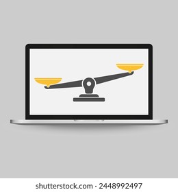 Las escalas se muestran en la pantalla del monitor del portátil. Ordenador de altas prestaciones de velocidad en línea, portátil con prueba de velocidad en la pantalla.