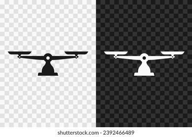 Scales silhouette icon, vector glyph sign. Scales symbol isolated on dark and light transparent backgrounds.