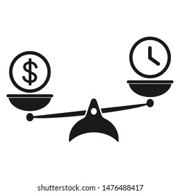 scales time and money icon, vector