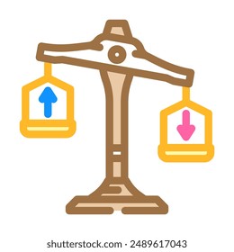 scales tipping favor progress color icon vector. scales tipping favor progress sign. isolated symbol illustration