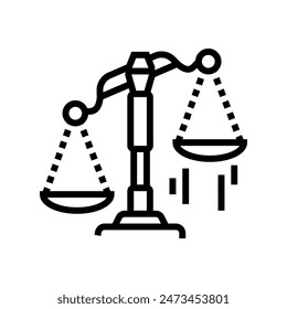 scales tipping favor progress line icon vector. scales tipping favor progress sign. isolated contour symbol black illustration