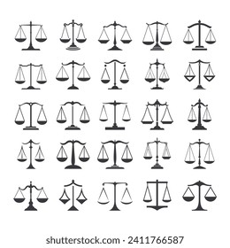 Scales. Vector balance scales set. Symbol for Justice. Attorney services, lawyer, logo design inspiration.