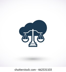 Scales vector icon. Cloud pictogram. Graphic symbol for web design, logo. Isolated sign on a white background.