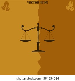 Scales vector  icon. Coffee symbol background.