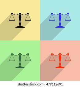 Scales vector icon - colored set with  long shadow