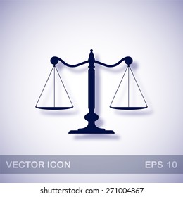 Scales vector icon - dark blue illustration with blue shadow