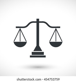 Scales vector icon. Graphic symbol for web design, logo. Gray glyph on a white background. Isolated sign.
