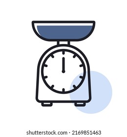 Scales vector icon. Kitchen appliance. Graph symbol for cooking web site design, logo, app, UI