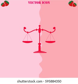 Scales vector  icon. Strawberry Background.