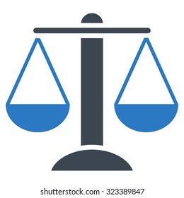 Scales vector icon. Style is bicolor flat symbol, smooth blue colors, rounded angles, white background.