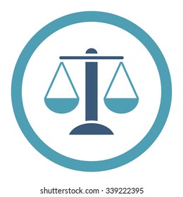 Scales vector icon. Style is bicolor flat rounded symbol, cyan and blue colors, rounded angles, white background.
