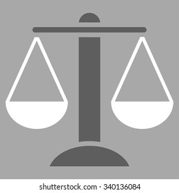 Scales vector icon. Style is bicolor flat symbol, dark gray and white colors, rounded angles, silver background.