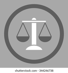 Scales vector icon. Style is bicolor flat rounded symbol, dark gray and white colors, rounded angles, silver background.