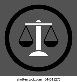 Scales vector icon. Style is bicolor flat rounded symbol, black and white colors, rounded angles, gray background.