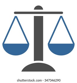 Scales vector icon. Style is bicolor flat symbol, cobalt and gray colors, rounded angles, white background.