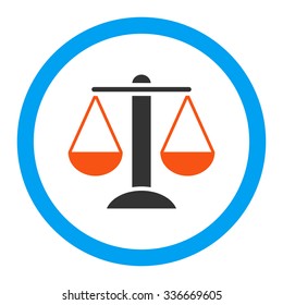 Scales vector icon. Style is flat rounded symbol, bright colors, rounded angles, white background.