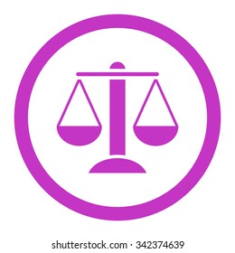 Scales vector icon. Style is flat rounded symbol, violet color, rounded angles, white background.
