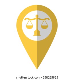scales - vector icon;  yellow map pointer