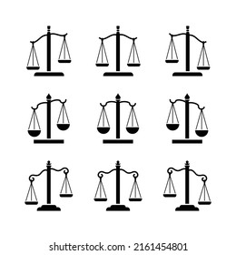 Scales vector illustration icon set for comparison, justice, balance, price, law court, balance sheet
