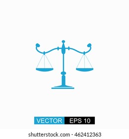 Scales vector. Isolated blue icon on white background.
