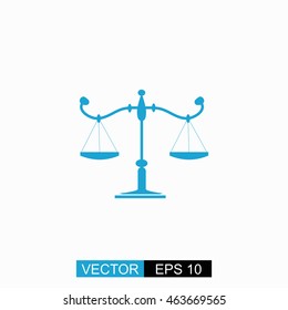 Scales vector. Isolated blue icon on white background.