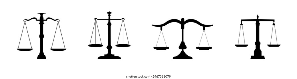 Juego de siluetas de Vector. Iconos de la escala de peso Libra.
