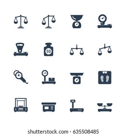 Scales, Weighing, Balance Vector Icon Set