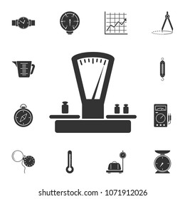scales with weights icon. Simple element illustration. scales with weights symbol design from Measuring collection set. Can be used in web and mobile on white background