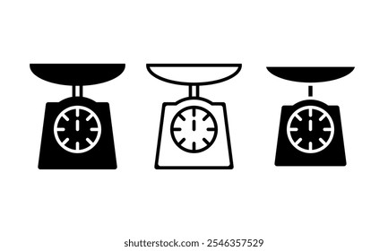 Scales, weith scale icon set. Vector illustration.