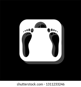 Scales. White flat simple icon with shadow