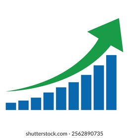 Scaling graph, bar tracker, flat icon, flat design vector illustration, industry chart, flat style, financial Blue Green