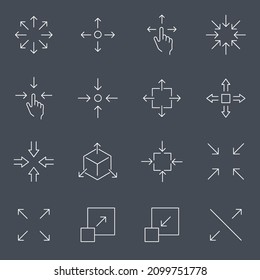 Scaling icons set . Scaling pack symbol vector elements for infographic web