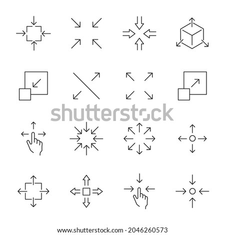 Scaling icons set. Scaling pack symbol vector elements for infographic web