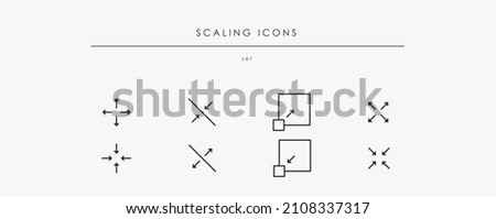 Scaling Related vector Icon Set. Vector increase and reduce linear symbols. Size buttons for web design in isolation