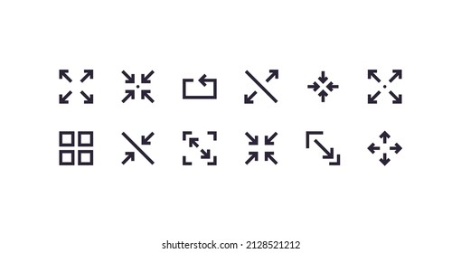 Scaling and sizing arrows flat vector illustration.
