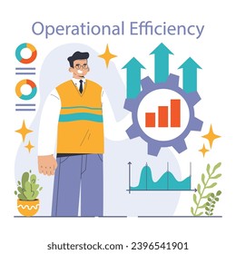 Scaling Strategy concept. Steps to successful business growth, featuring target achievement and efficiency. Business development, market reach, and cost-effective operations. Flat vector illustration