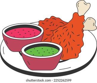 Scallion chicken vector icon design, Fast Food symbol, Junk food sign, popular inexpensive good taste snacks stock illustration, Fritter fried chicken legs concept