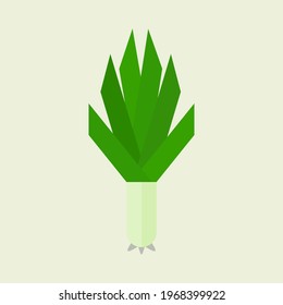 schuppgrüne Zwiebel, flaches Design. Gesunde Lebensmittel, Vektorgrafik. Konzept der biologischen Mahlzeit. Chinesisches Essen und Restaurant Icon-Set. Geeignet für Webdesign, Logo, App und Upscale Ihres Unternehmens.