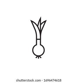 scallion icon vector illustration outline style design. isolated on white background