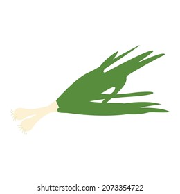 Scallion Vegetable with Flat Vector Illustration