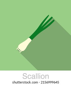 Scallion Vegetables food flat icon  vector illustration